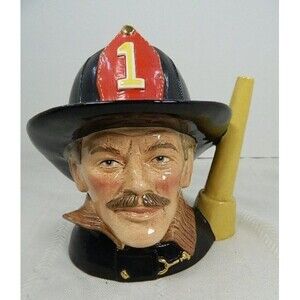 Vtg Royal Doulton "The Fireman" Large CHARACTER TOBY MUG 7"H #D6697 England 1982